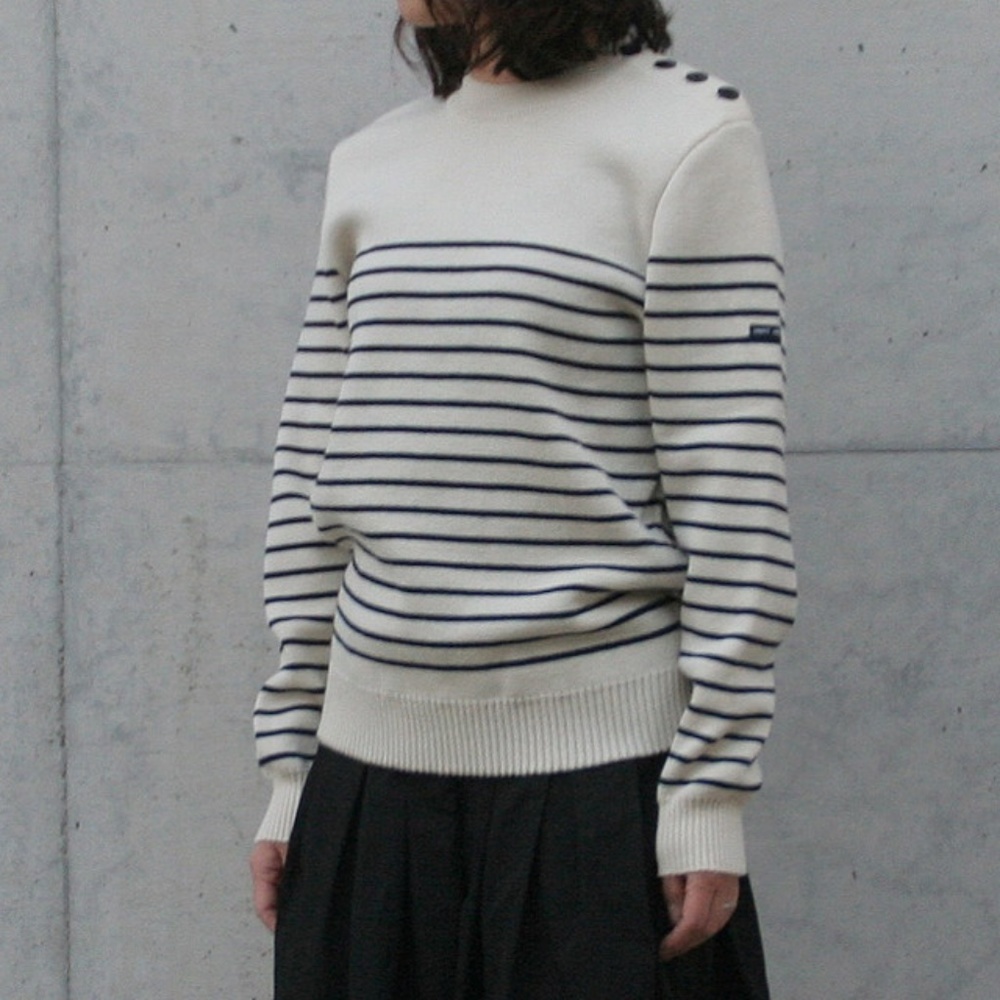 Saint James Binic II, Unisex Small, Cream & Navy